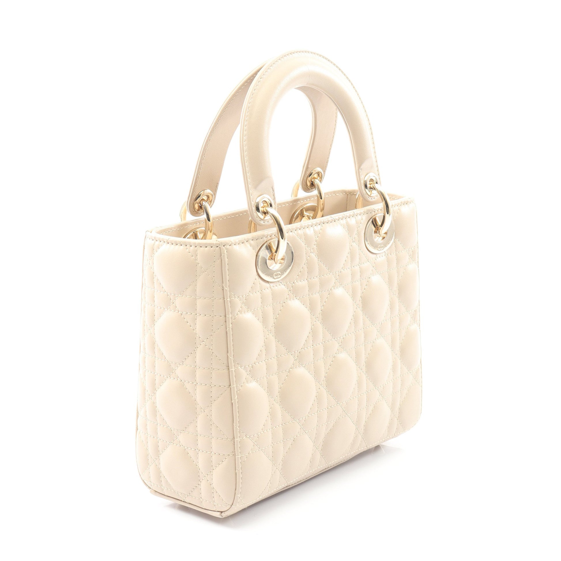 LADY DIOR MY ABCDIOR レディディオール スモール カナージュ ハンドバッグ レザー ベージュ 2WAY クリスチャンディオール バッグ Christian Dior