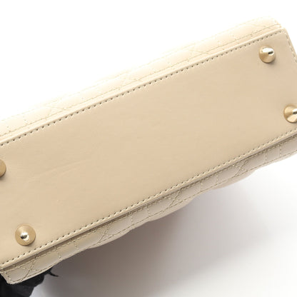 LADY DIOR MY ABCDIOR レディディオール スモール カナージュ ハンドバッグ レザー ベージュ 2WAY クリスチャンディオール バッグ Christian Dior