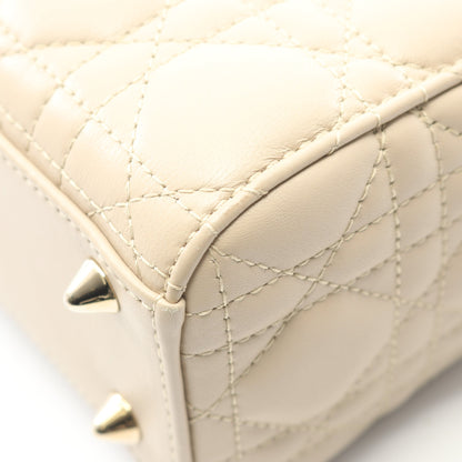 LADY DIOR MY ABCDIOR レディディオール スモール カナージュ ハンドバッグ レザー ベージュ 2WAY クリスチャンディオール バッグ Christian Dior