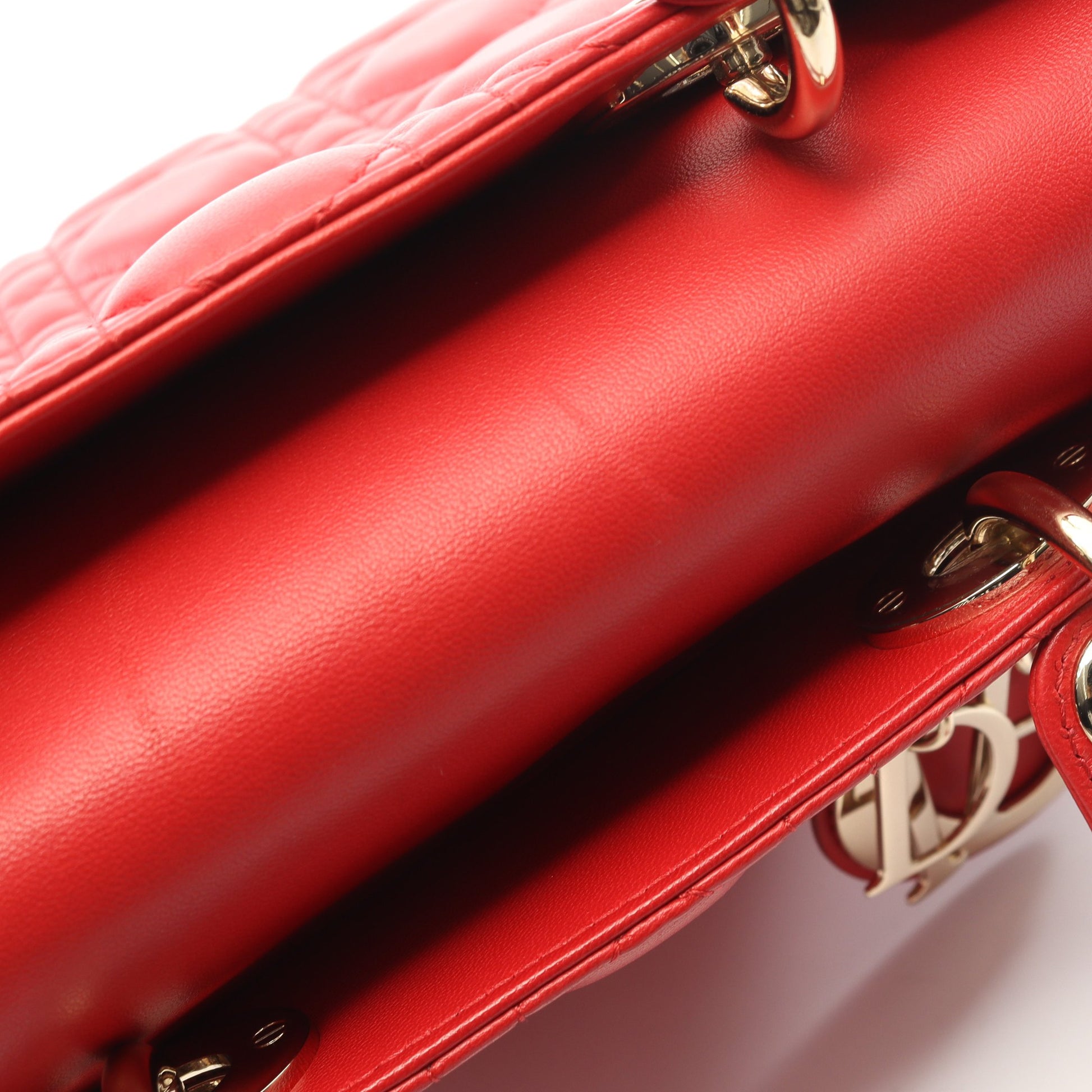 LADY DIOR MY ABCDIOR レディディオール スモール カナージュ ハンドバッグ レザー レッド 2WAY クリスチャンディオール バッグ Christian Dior