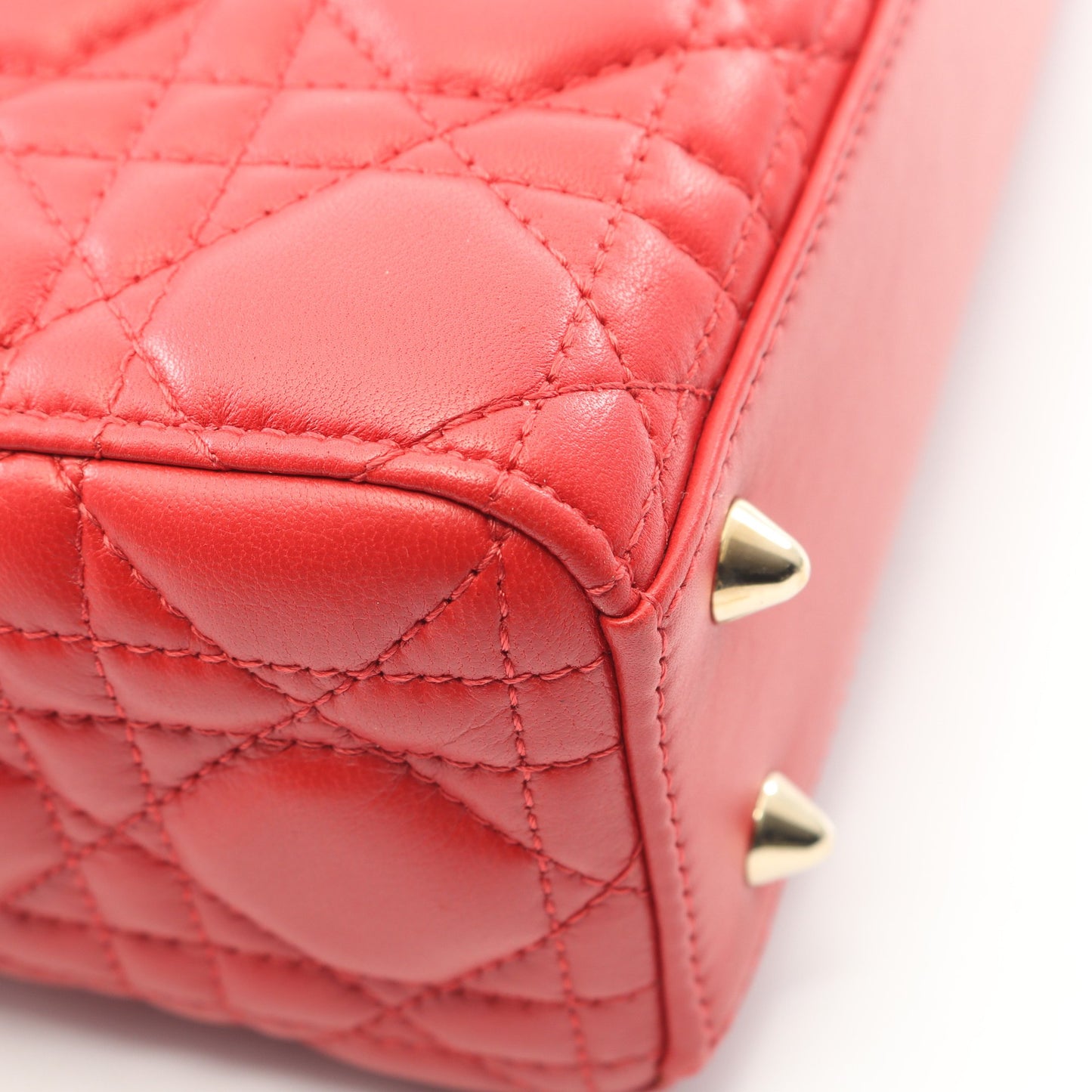 LADY DIOR MY ABCDIOR レディディオール スモール カナージュ ハンドバッグ レザー レッド 2WAY クリスチャンディオール バッグ Christian Dior