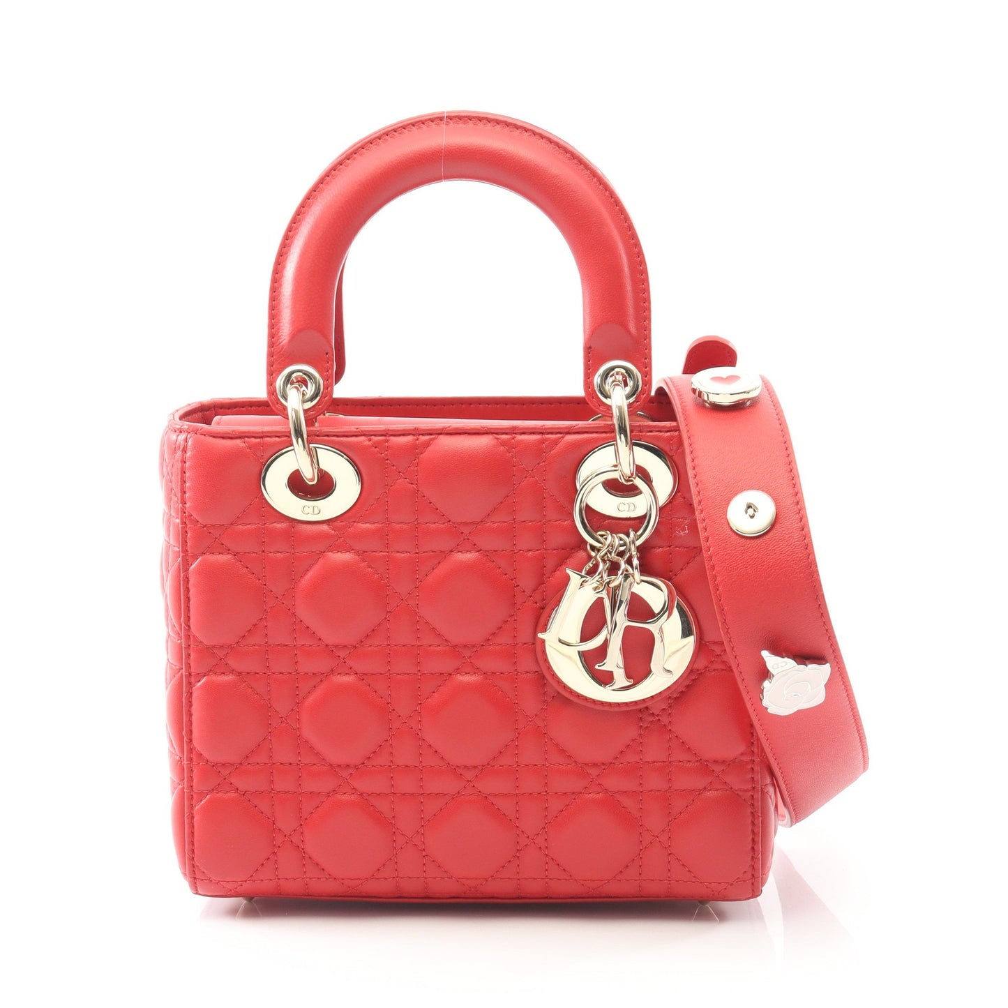 LADY DIOR MY ABCDIOR レディディオール スモール カナージュ ハンドバッグ レザー レッド 2WAY クリスチャンディオール バッグ Christian Dior
