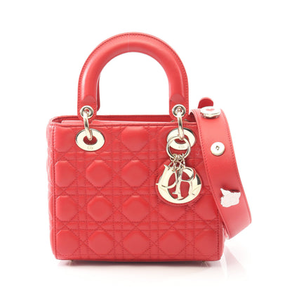 LADY DIOR MY ABCDIOR レディディオール スモール カナージュ ハンドバッグ レザー レッド 2WAY クリスチャンディオール バッグ Christian Dior