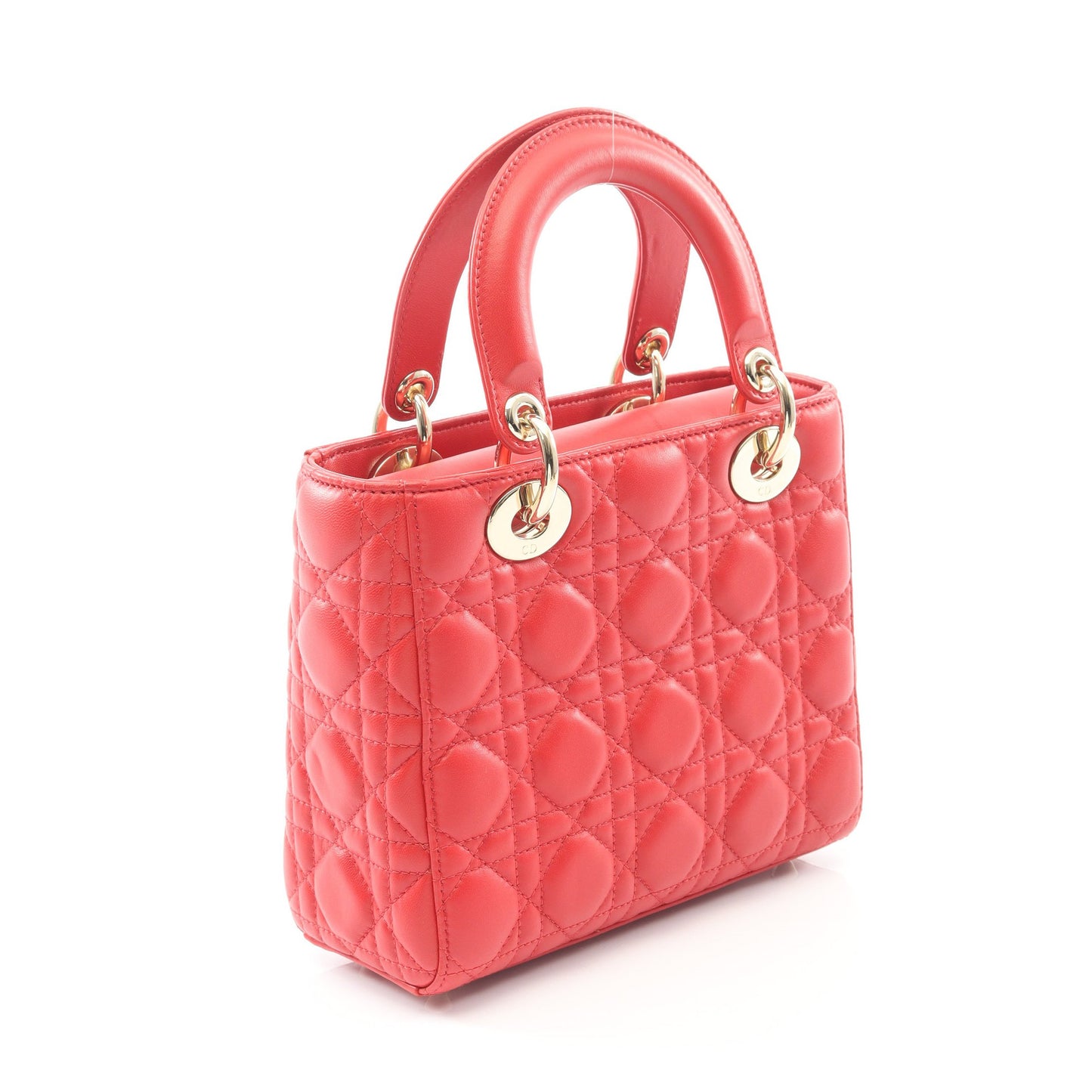 LADY DIOR MY ABCDIOR レディディオール スモール カナージュ ハンドバッグ レザー レッド 2WAY クリスチャンディオール バッグ Christian Dior