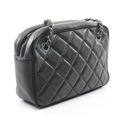 マトラッセ チェーンショルダーバッグ ラムスキン ブラック アンティークシルバー金具 シャネル バッグ CHANEL