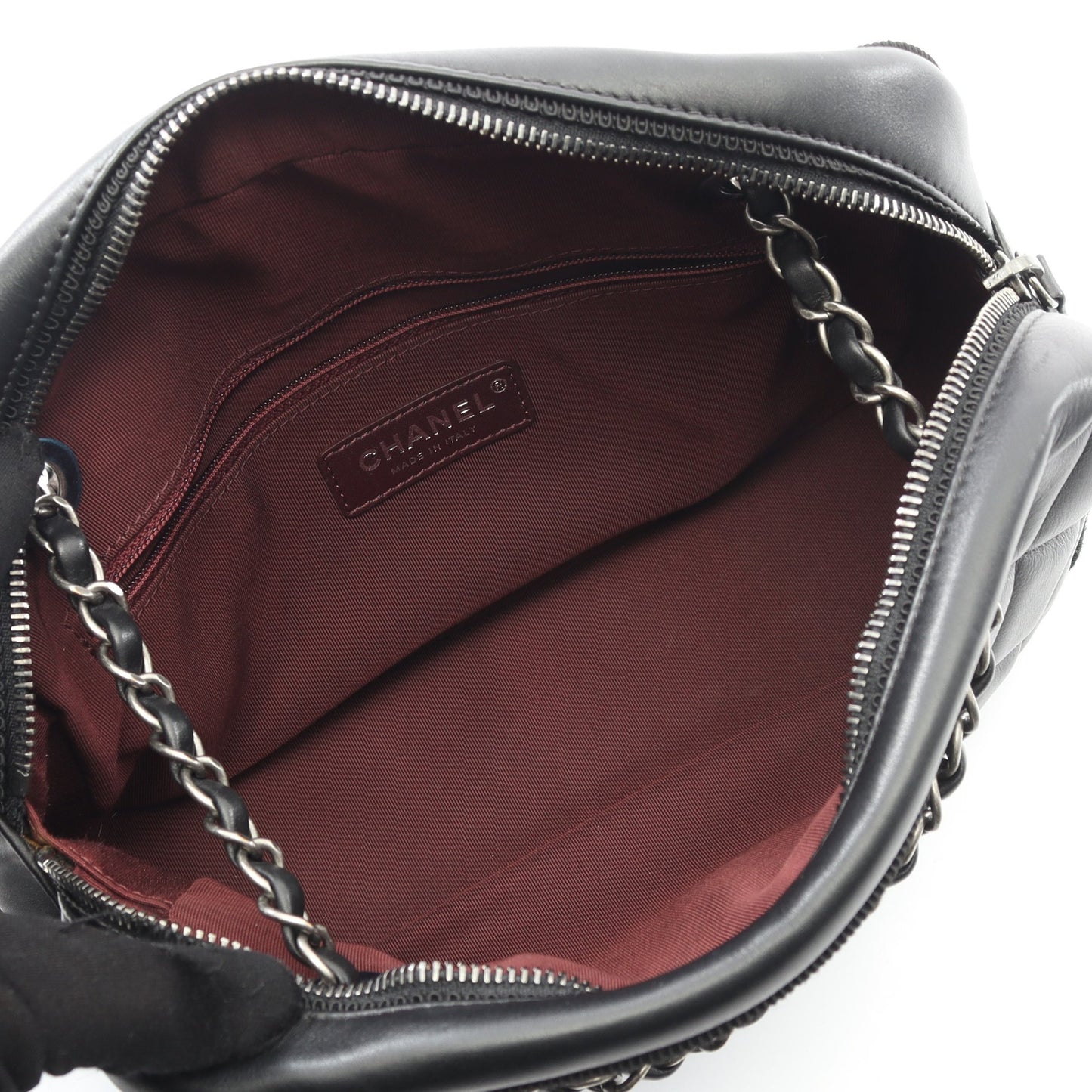 マトラッセ チェーンショルダーバッグ ラムスキン ブラック アンティークシルバー金具 シャネル バッグ CHANEL
