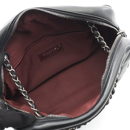 マトラッセ チェーンショルダーバッグ ラムスキン ブラック アンティークシルバー金具 シャネル バッグ CHANEL