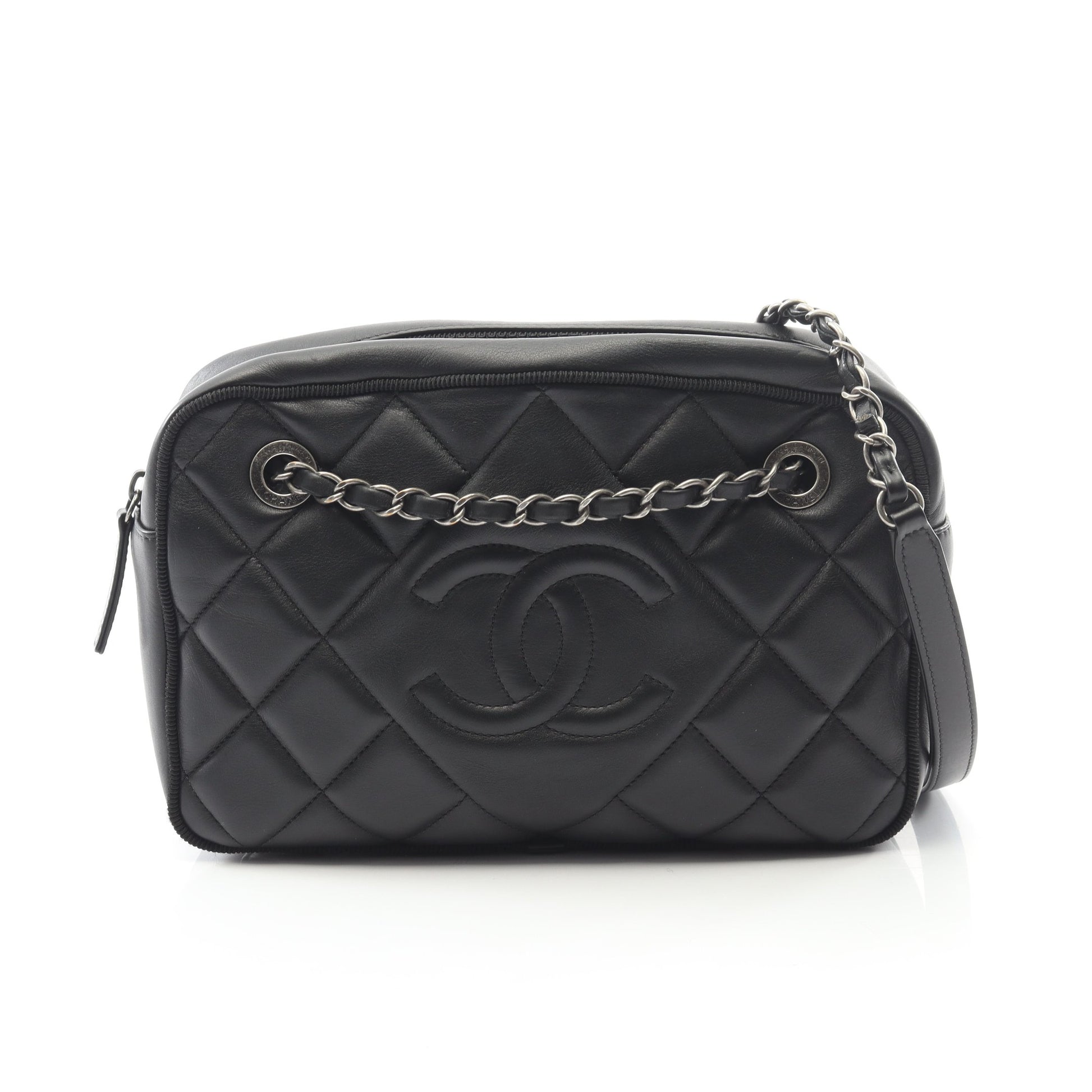 マトラッセ チェーンショルダーバッグ ラムスキン ブラック アンティークシルバー金具 シャネル バッグ CHANEL