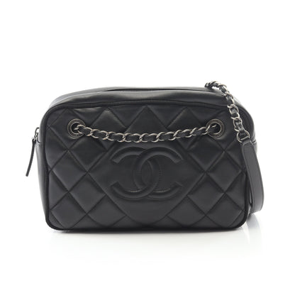 マトラッセ チェーンショルダーバッグ ラムスキン ブラック アンティークシルバー金具 シャネル バッグ CHANEL
