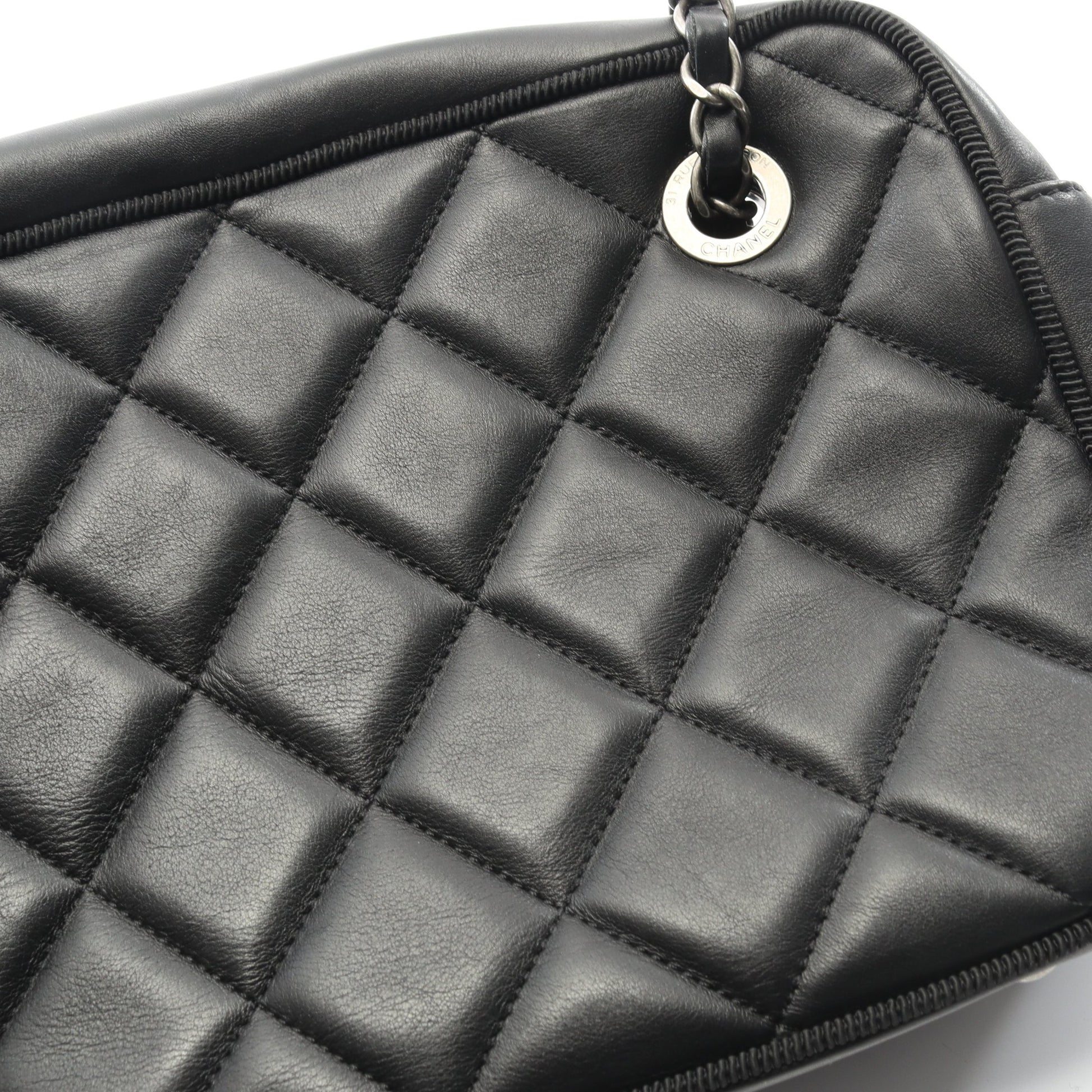 マトラッセ チェーンショルダーバッグ ラムスキン ブラック アンティークシルバー金具 シャネル バッグ CHANEL