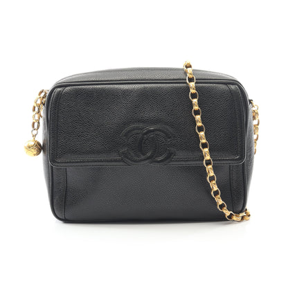 ココマーク チェーンショルダーバッグ キャビアスキン ブラック ゴールド金具 ヴィンテージ シャネル バッグ CHANEL