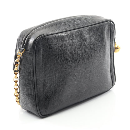 ココマーク チェーンショルダーバッグ キャビアスキン ブラック ゴールド金具 ヴィンテージ シャネル バッグ CHANEL