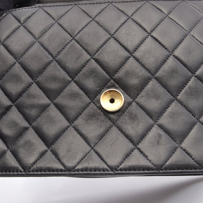 マトラッセ シングルフラップ チェーンショルダーバッグ ラムスキン ブラック ゴールド金具 シャネル バッグ CHANEL