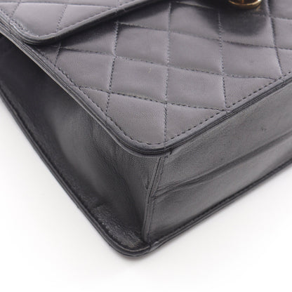 マトラッセ シングルフラップ チェーンショルダーバッグ ラムスキン ブラック ゴールド金具 シャネル バッグ CHANEL