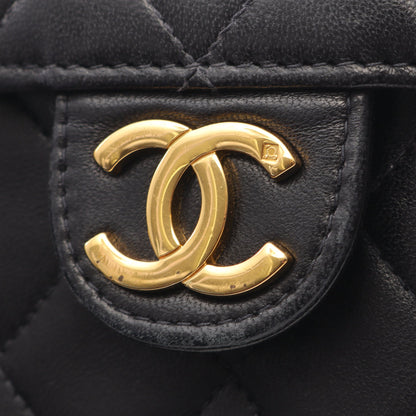 マトラッセ シングルフラップ チェーンショルダーバッグ ラムスキン ブラック ゴールド金具 シャネル バッグ CHANEL