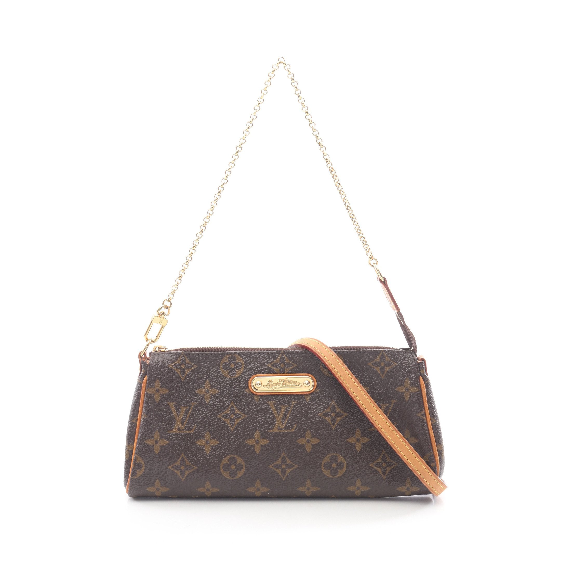 エヴァ モノグラム チェーンショルダーバッグ PVC レザー ブラウン