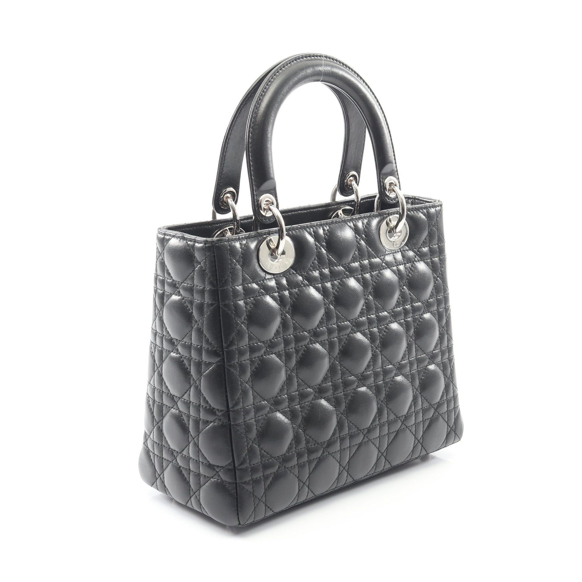 LADY DIOR レディディオール カナージュ ハンドバッグ レザー ブラック 2WAY クリスチャンディオール バッグ Christian Dior