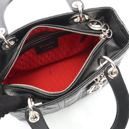 LADY DIOR レディディオール カナージュ ハンドバッグ レザー ブラック 2WAY クリスチャンディオール バッグ Christian Dior