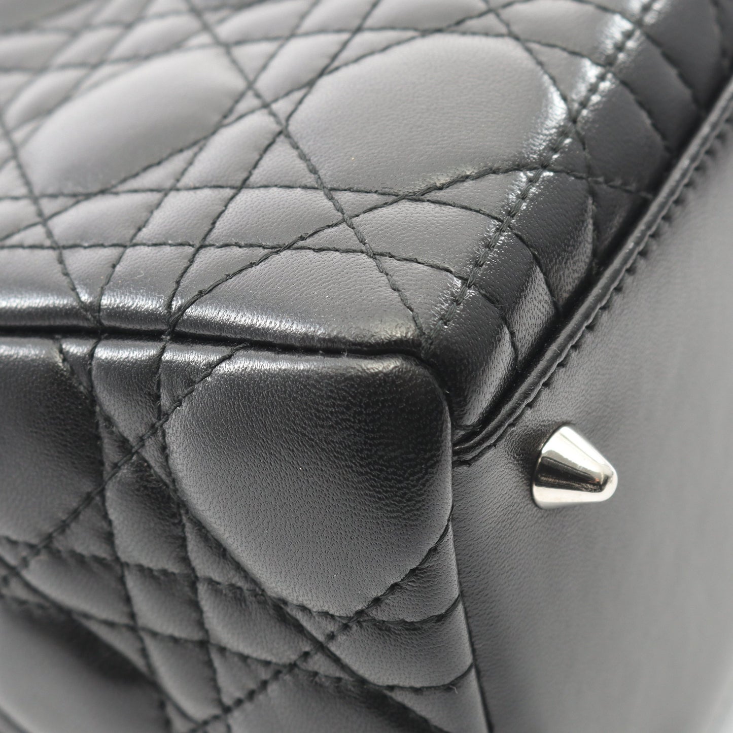 LADY DIOR レディディオール カナージュ ハンドバッグ レザー ブラック 2WAY クリスチャンディオール バッグ Christian Dior