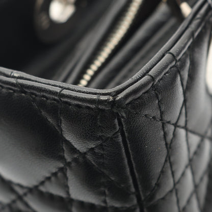 LADY DIOR レディディオール カナージュ ハンドバッグ レザー ブラック 2WAY クリスチャンディオール バッグ Christian Dior