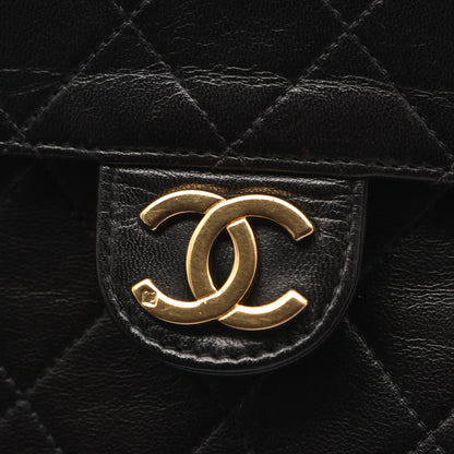 マトラッセ シングルフラップ チェーンショルダーバッグ ラムスキン ブラック ゴールド金具 シャネル バッグ CHANEL