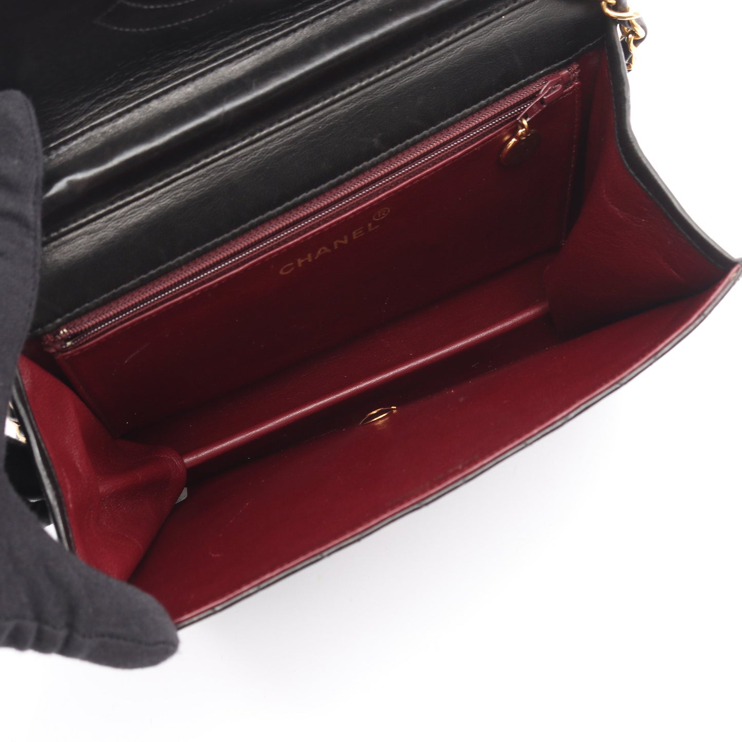 マトラッセ シングルフラップ チェーンショルダーバッグ ラムスキン ブラック ゴールド金具 シャネル バッグ CHANEL