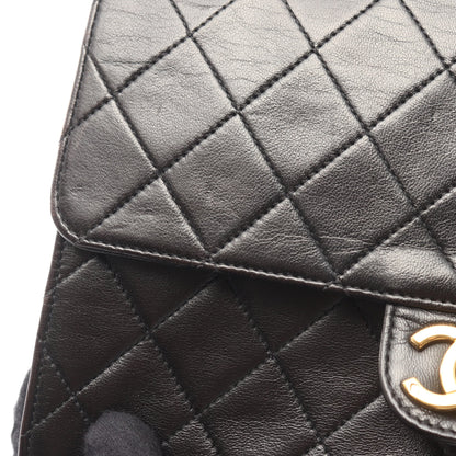 マトラッセ シングルフラップ チェーンショルダーバッグ ラムスキン ブラック ゴールド金具 シャネル バッグ CHANEL