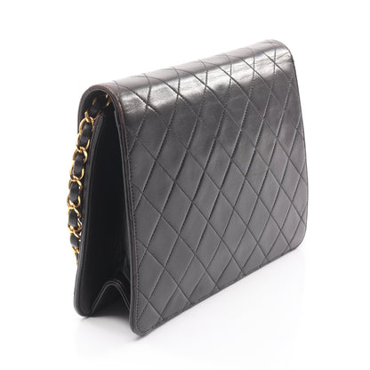 マトラッセ シングルフラップ チェーンショルダーバッグ ラムスキン ブラック ゴールド金具 シャネル バッグ CHANEL