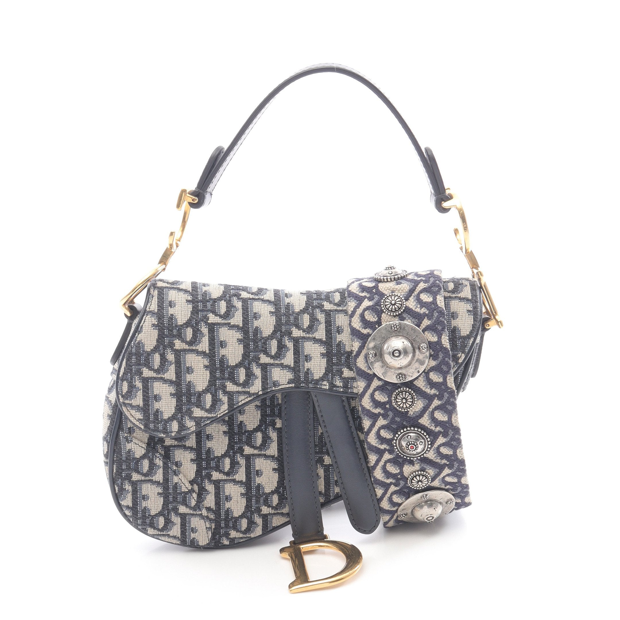 サドルバッグ ミニ オブリークジャカード ハンドバッグ キャンバス