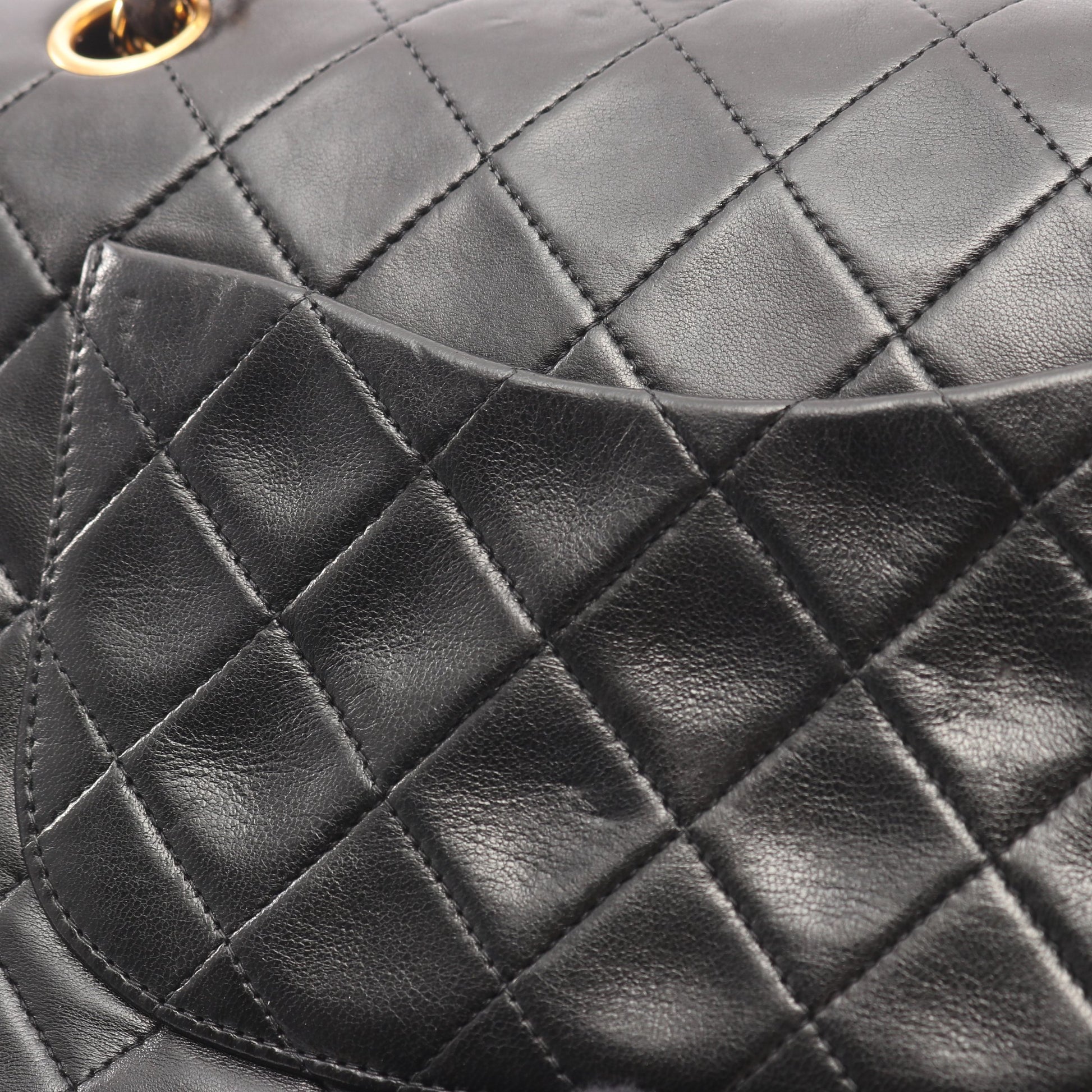 マトラッセ Wフラップ Wチェーンショルダーバッグ ラムスキン ブラック ゴールド金具 シャネル バッグ CHANEL