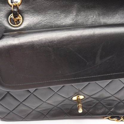 マトラッセ Wフラップ Wチェーンショルダーバッグ ラムスキン ブラック ゴールド金具 シャネル バッグ CHANEL