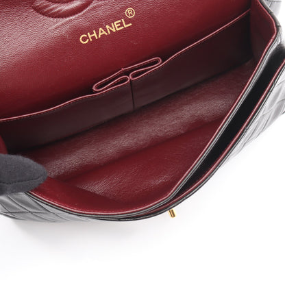 マトラッセ Wフラップ Wチェーンショルダーバッグ ラムスキン ブラック ゴールド金具 シャネル バッグ CHANEL