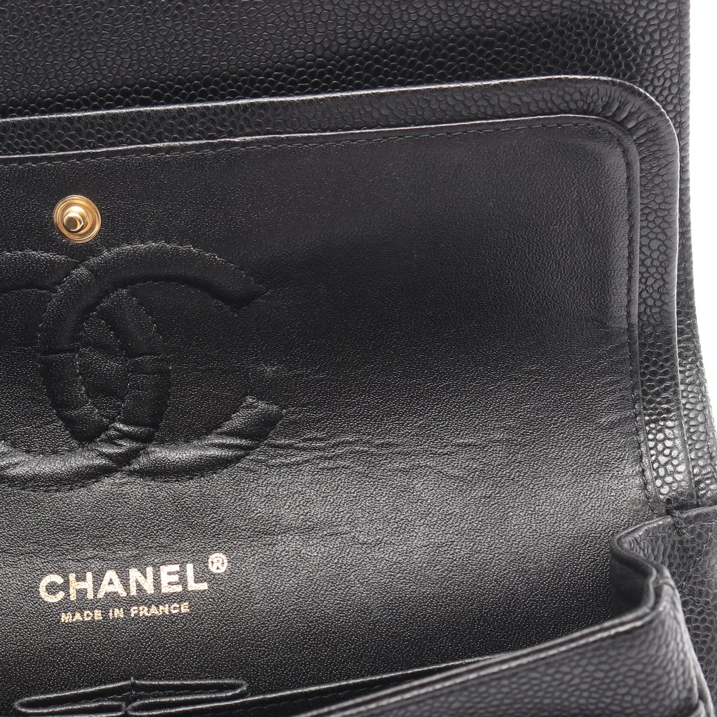 マトラッセ Wフラップ Wチェーンショルダーバッグ キャビアスキン ブラック ゴールド金具 シャネル バッグ CHANEL