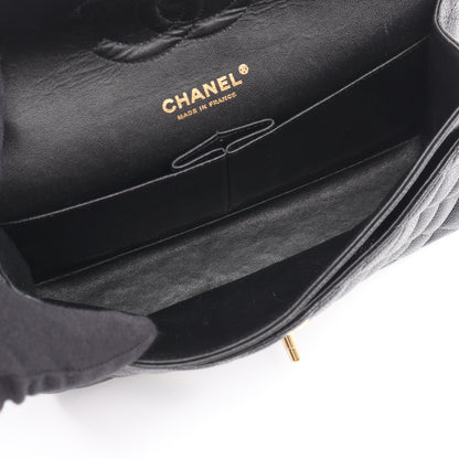 マトラッセ Wフラップ Wチェーンショルダーバッグ キャビアスキン ブラック ゴールド金具 シャネル バッグ CHANEL