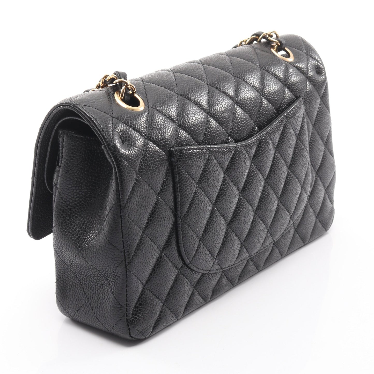 マトラッセ Wフラップ Wチェーンショルダーバッグ キャビアスキン ブラック ゴールド金具 シャネル バッグ CHANEL