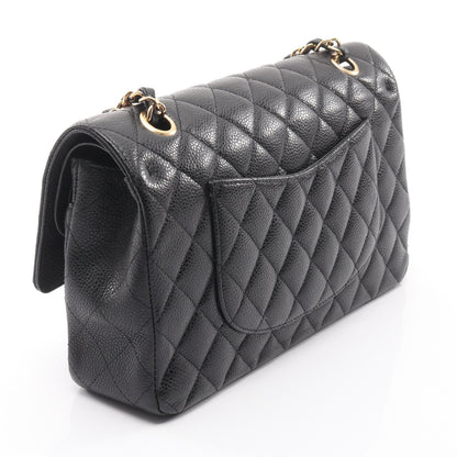 マトラッセ Wフラップ Wチェーンショルダーバッグ キャビアスキン ブラック ゴールド金具 シャネル バッグ CHANEL