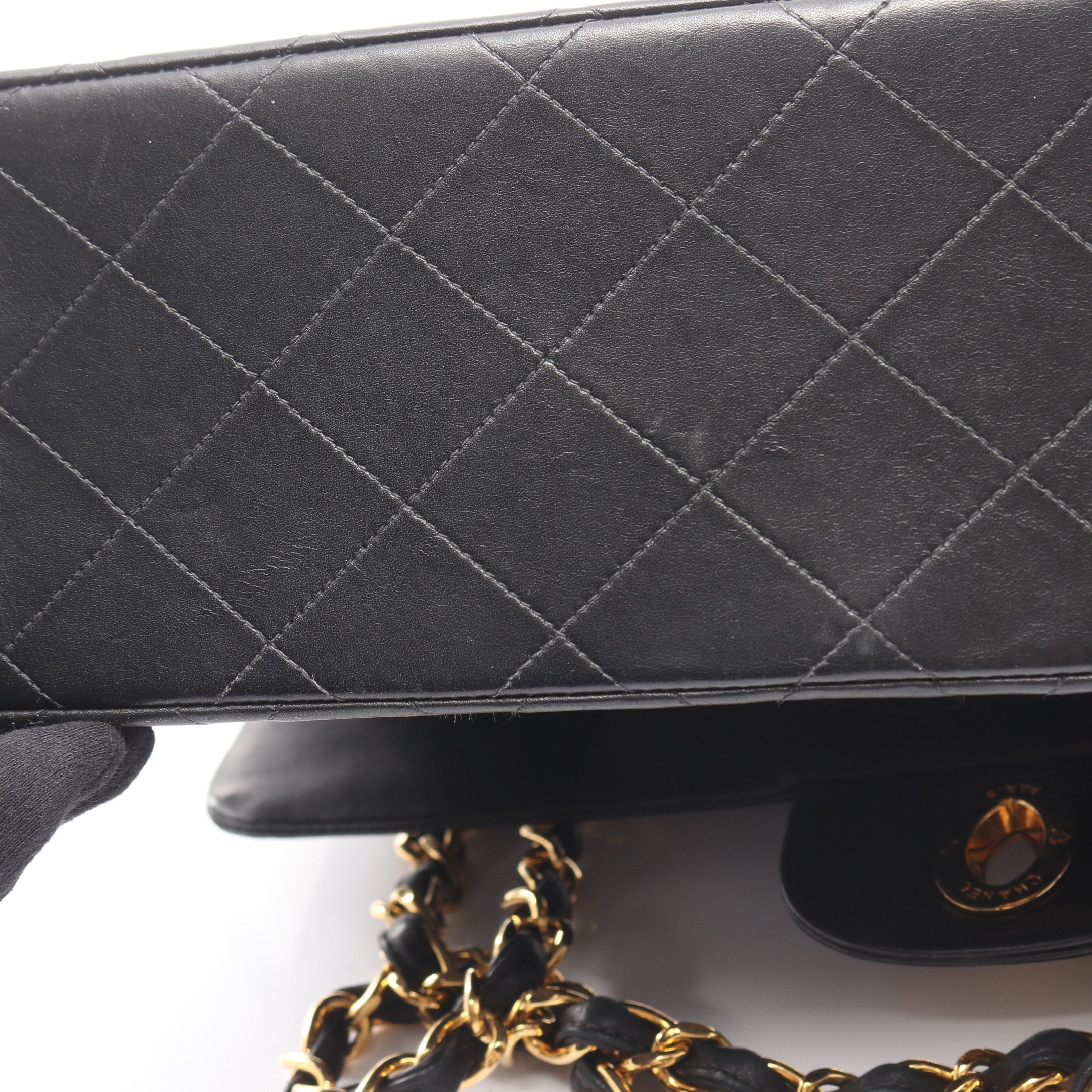 シャネル デカマトラッセ34 マキシ Wチェーンショルダー ゴールド金具 黒 CHANEL（シャネル） デカマトラッセ34 マキシ Wチェーンショルダー
