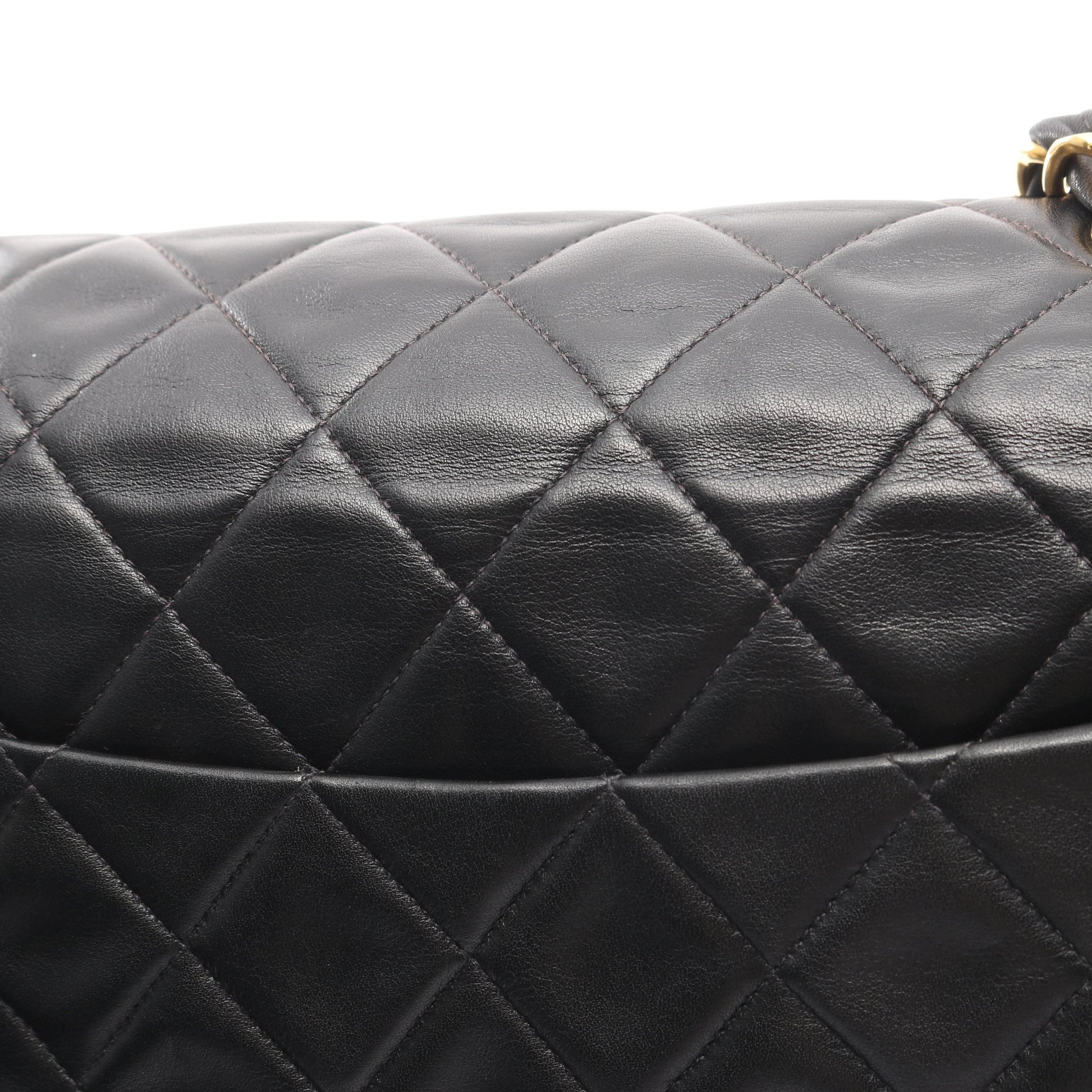 デカマトラッセ34 Wチェーンショルダーバッグ ラムスキン ブラック ゴールド金具 シャネル バッグ CHANEL