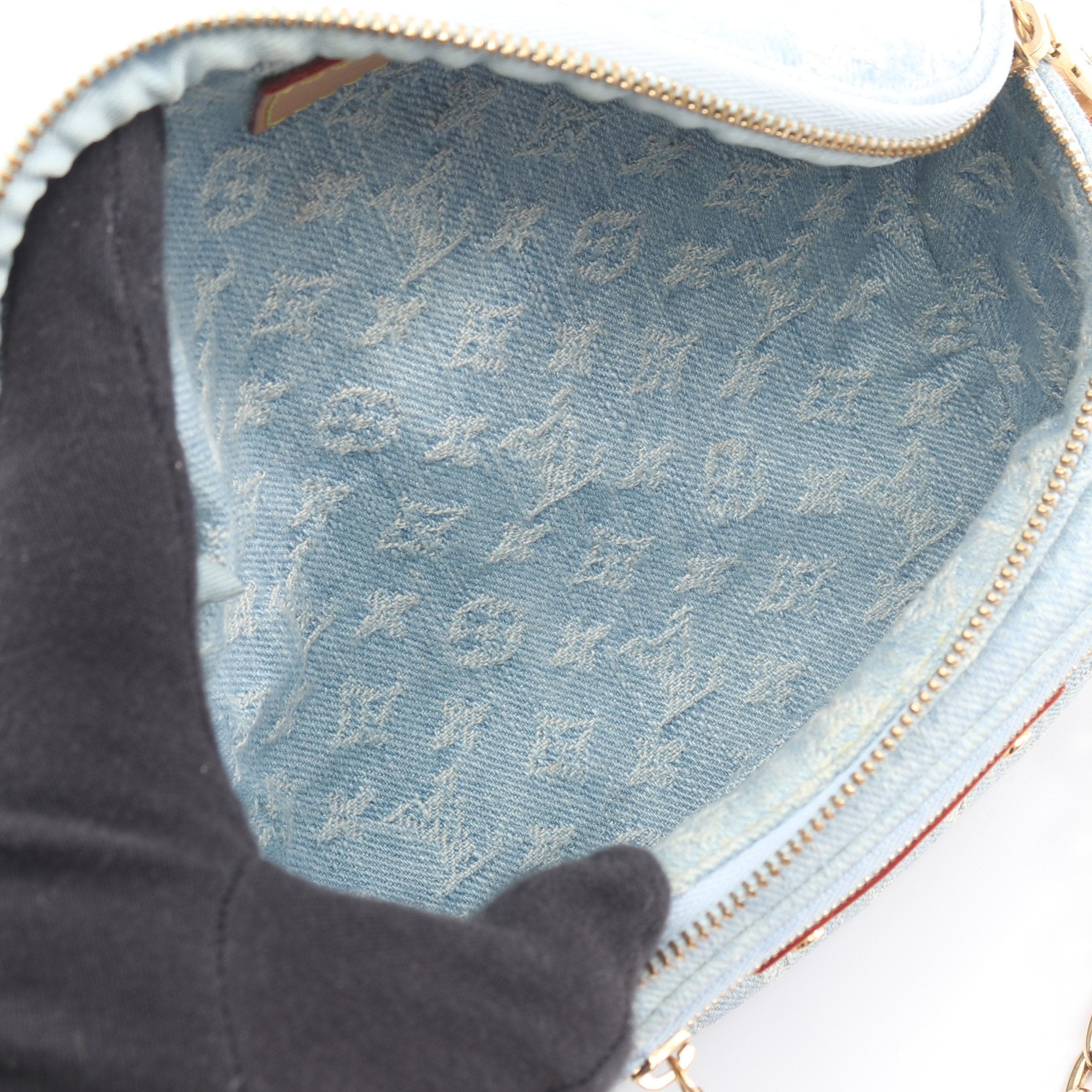 ミニ バムバッグ モノグラムデニム スカイブルー ハンドバッグ