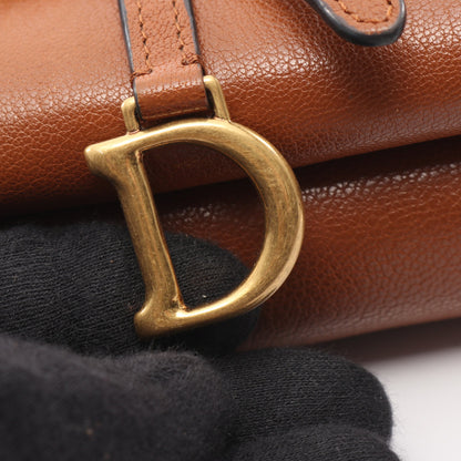 ダブルサドル ポーチ ショルダーバッグ レザー ブラウン クリスチャンディオール バッグ Christian Dior