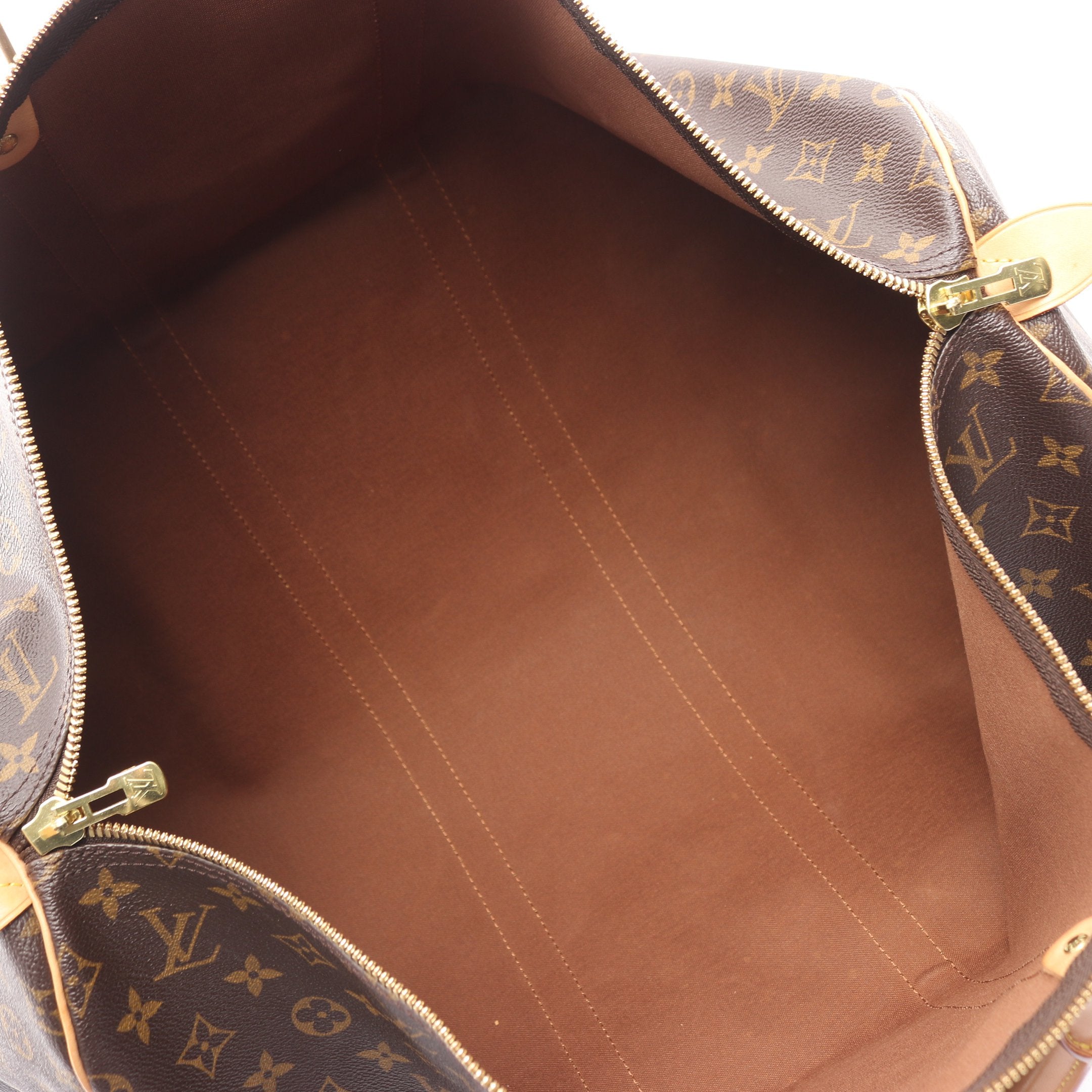 キーポル55 モノグラム ボストンバッグ PVC レザー ブラウン ルイ