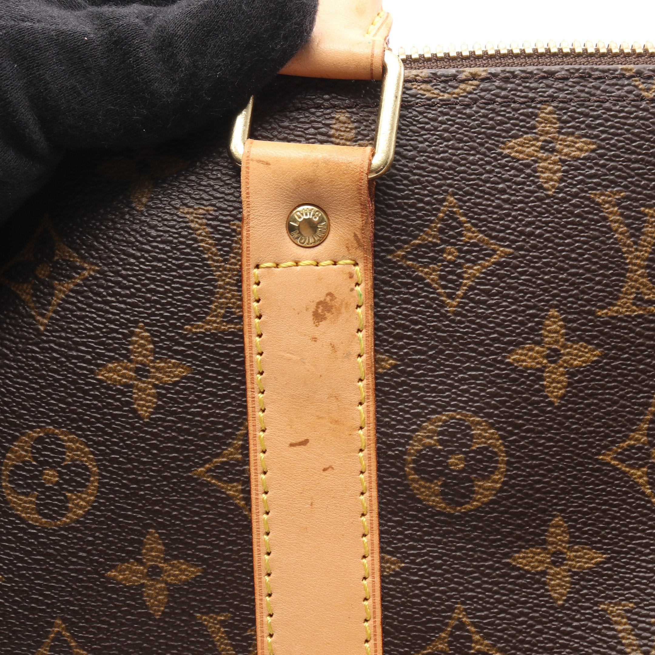 キーポル55 モノグラム ボストンバッグ PVC レザー ブラウン ルイ