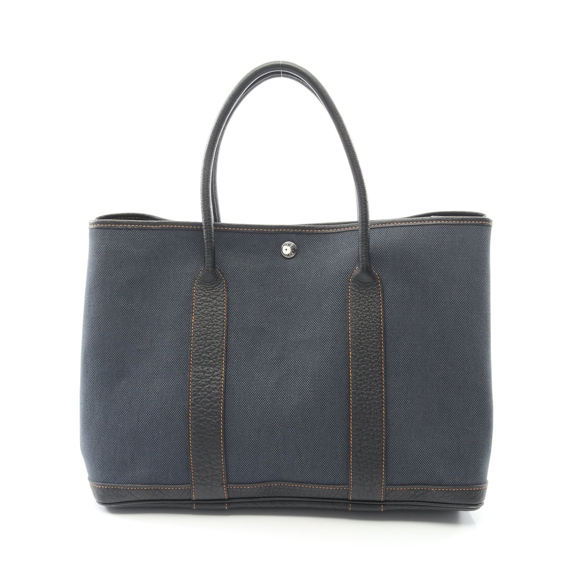 ガーデンパーティPM デニムフォンセ ハンドバッグ トートバッグ トワルアッシュ ネゴンダ ネイビー ブラック シルバー金具 □P刻印 エルメス バッグ HERMES