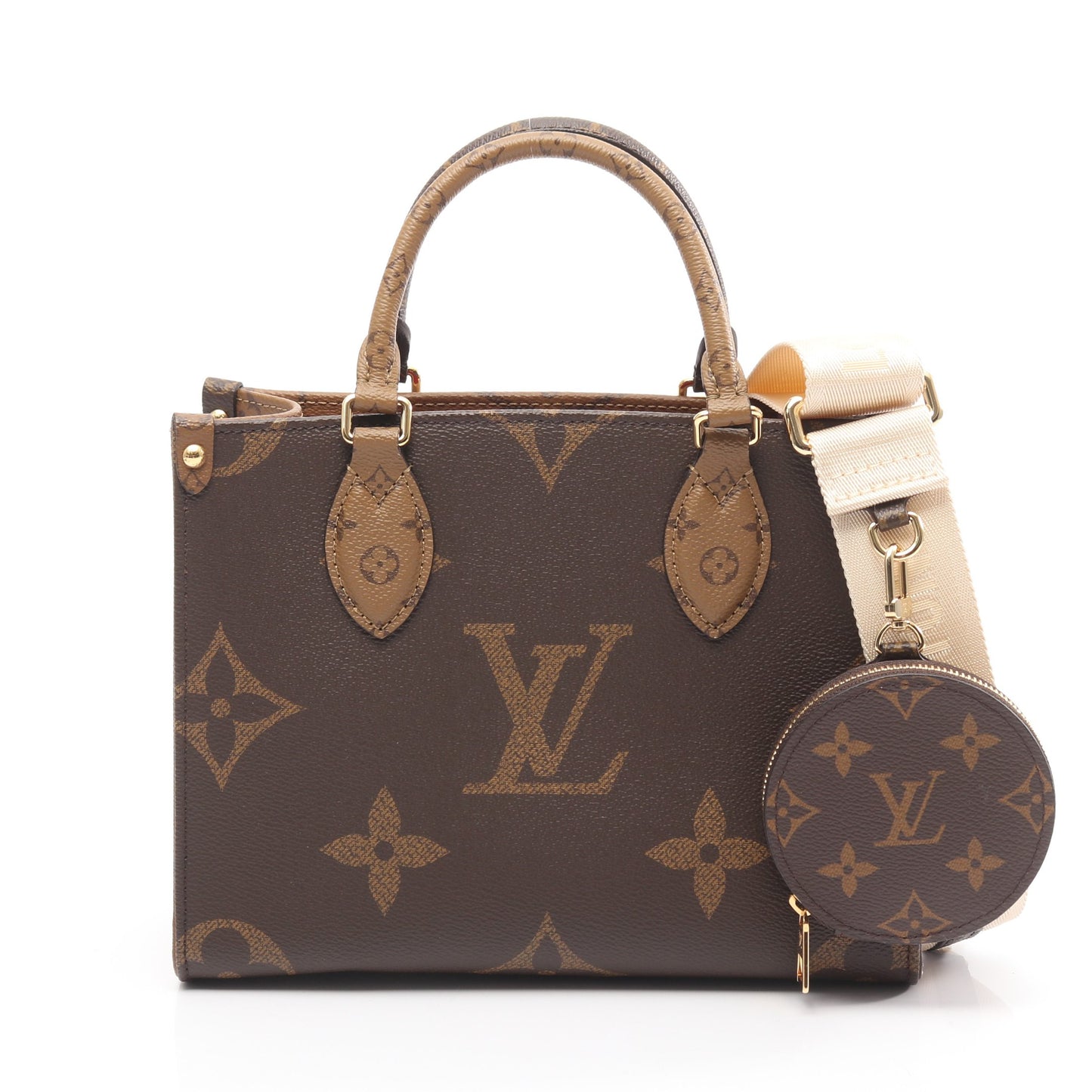 オンザゴーPM モノグラムジャイアント リバース ハンドバッグ PVC ブラウン ベージュ 2WAY ルイヴィトン バッグ LOUIS VUITTON
