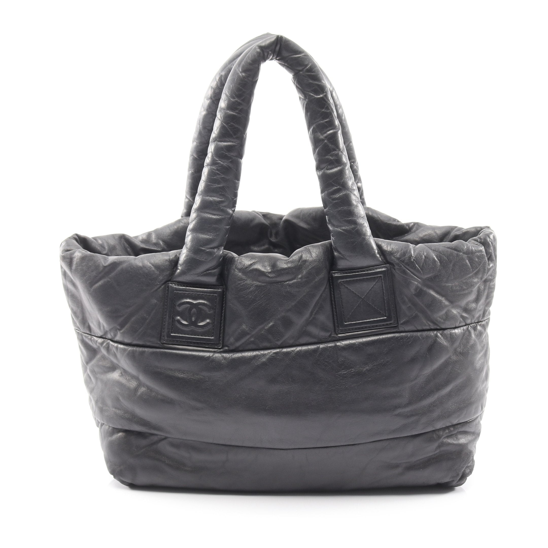 レン★CHANELコクーンバッグ　大GM美品 コココクーンMM ハンドバッグ トートバッグ レザー ブラック シルバー