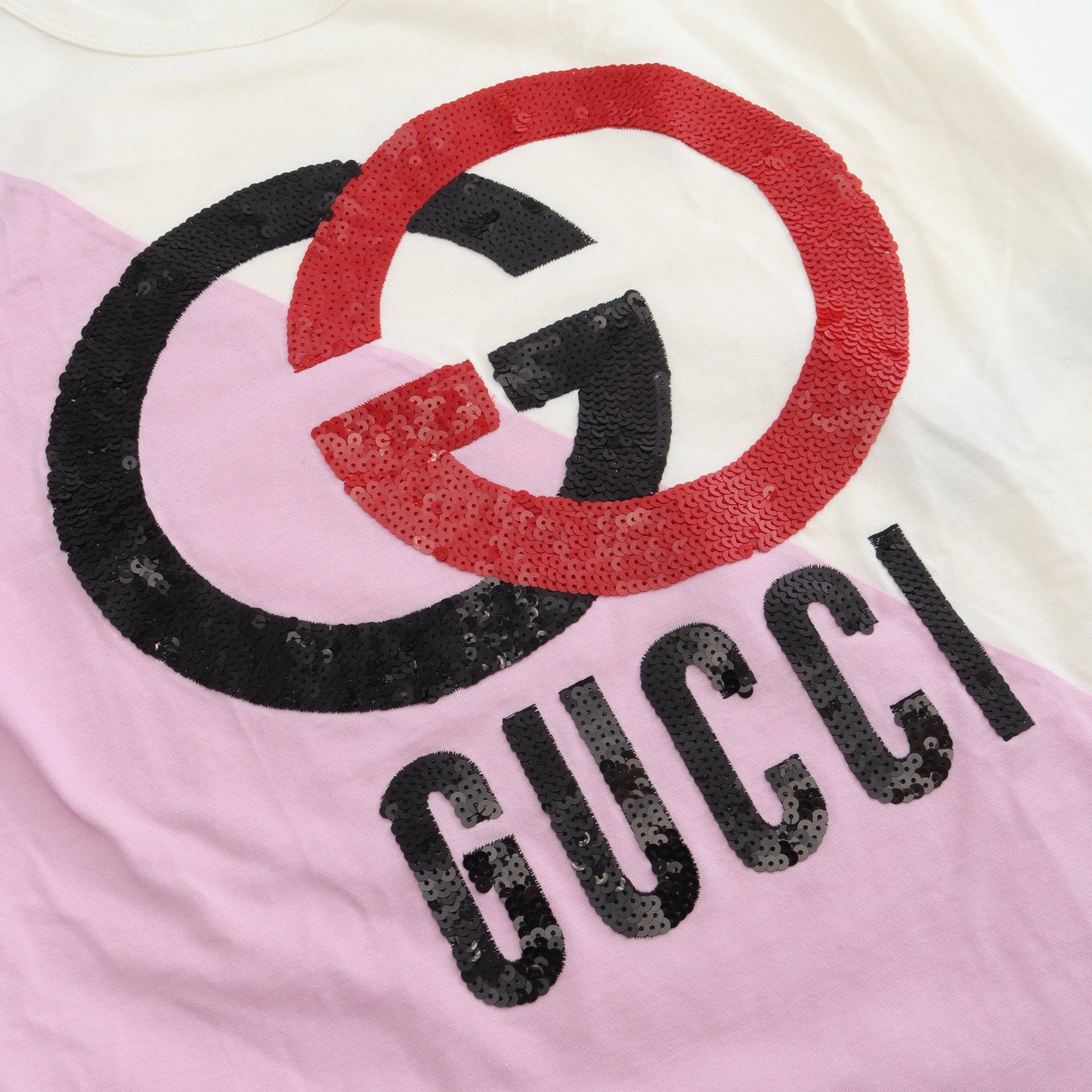 インターロッキング G タンクトップ スパンコール コットン ホワイト ピンク マルチカラー グッチ トップス GUCCI