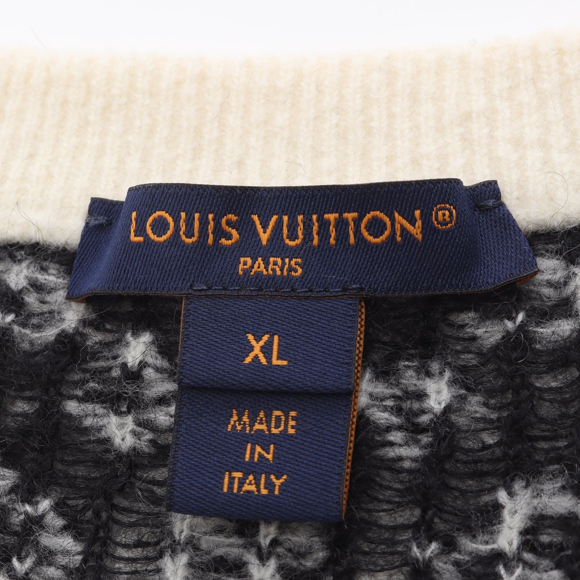 モノグラムブラッシュド カーディガン ウール ナイロン モヘヤ アイボリー ブラック ライトグレー ルイヴィトン トップス LOUIS VUITTON