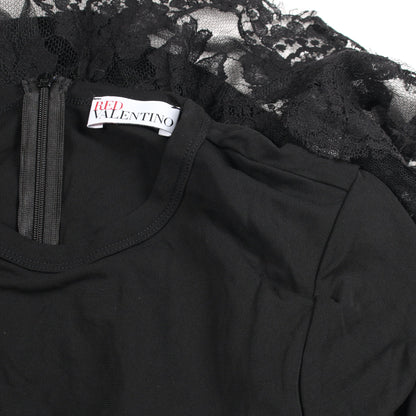 チュニック レーヨン ブラック レース切替 レッドヴァレンティノ トップス RED VALENTINO