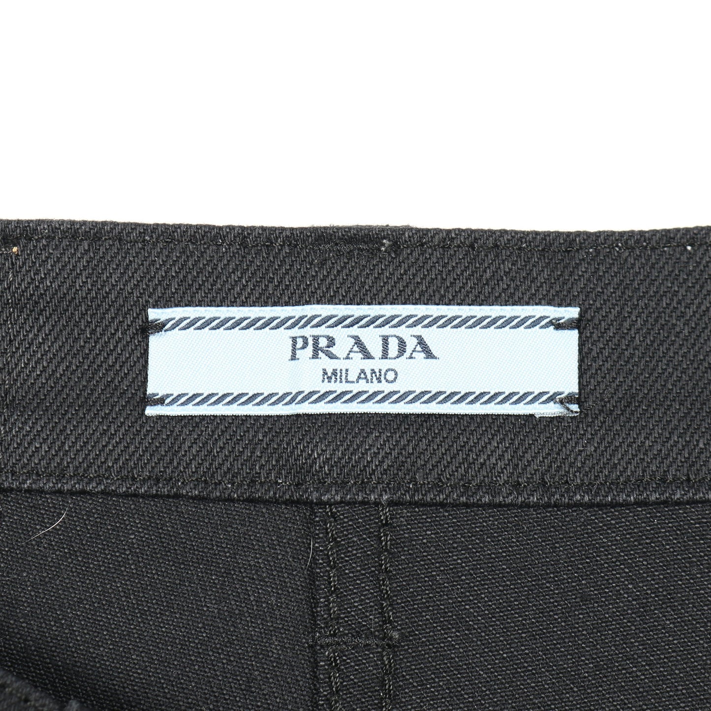 デニムパンツ コットン ブラック ボタンフライ プラダ ボトムス PRADA