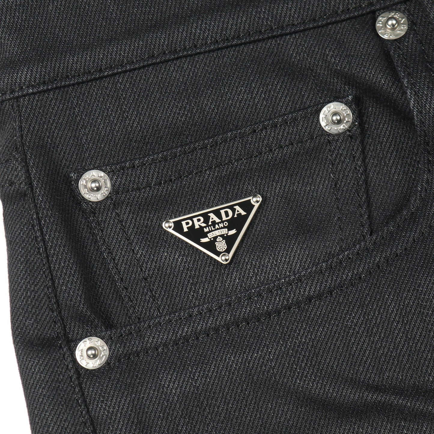 デニムパンツ コットン ブラック ボタンフライ プラダ ボトムス PRADA